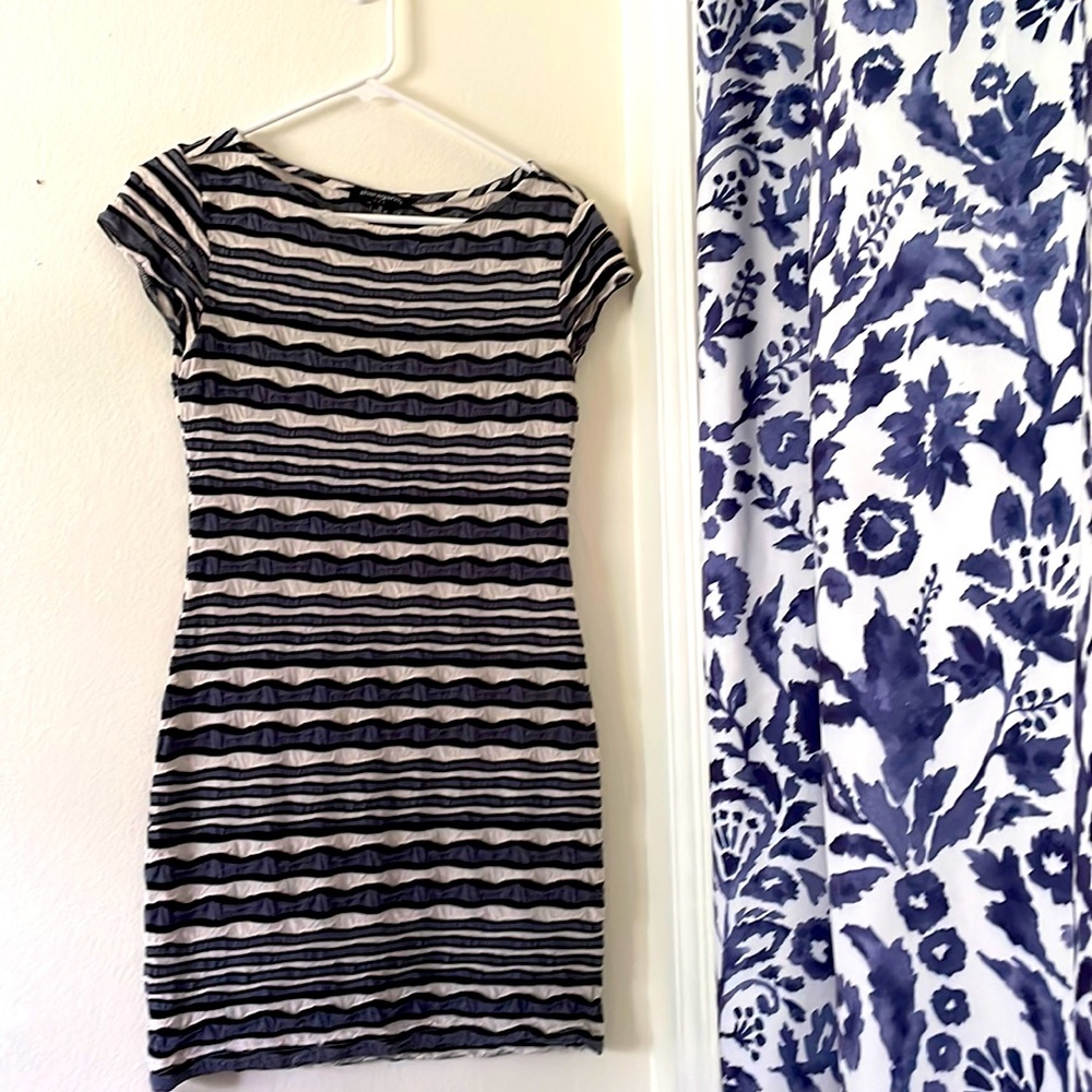 Blue striped bodycon dress, size 10